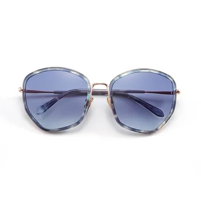 Übergroße Damen-Sonnenbrille aus Metall mit Geometrie